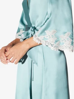 La Perla Almond Silk Short Robe With Frastaglio< Robes|Silk Sleepwear
