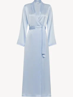 La Perla Azure Silk Long Robe< Robes|Silk Sleepwear