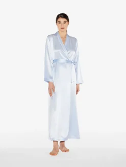 La Perla Azure Silk Long Robe< Robes|Silk Sleepwear