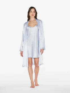 La Perla Azure Silk Short Robe< Robes|Silk Sleepwear