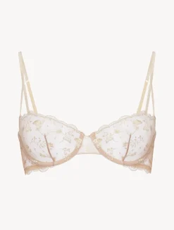 La Perla Balconette Bra In Halo And Ivory Nude With Embroidered Tulle< Balconette|Underwired