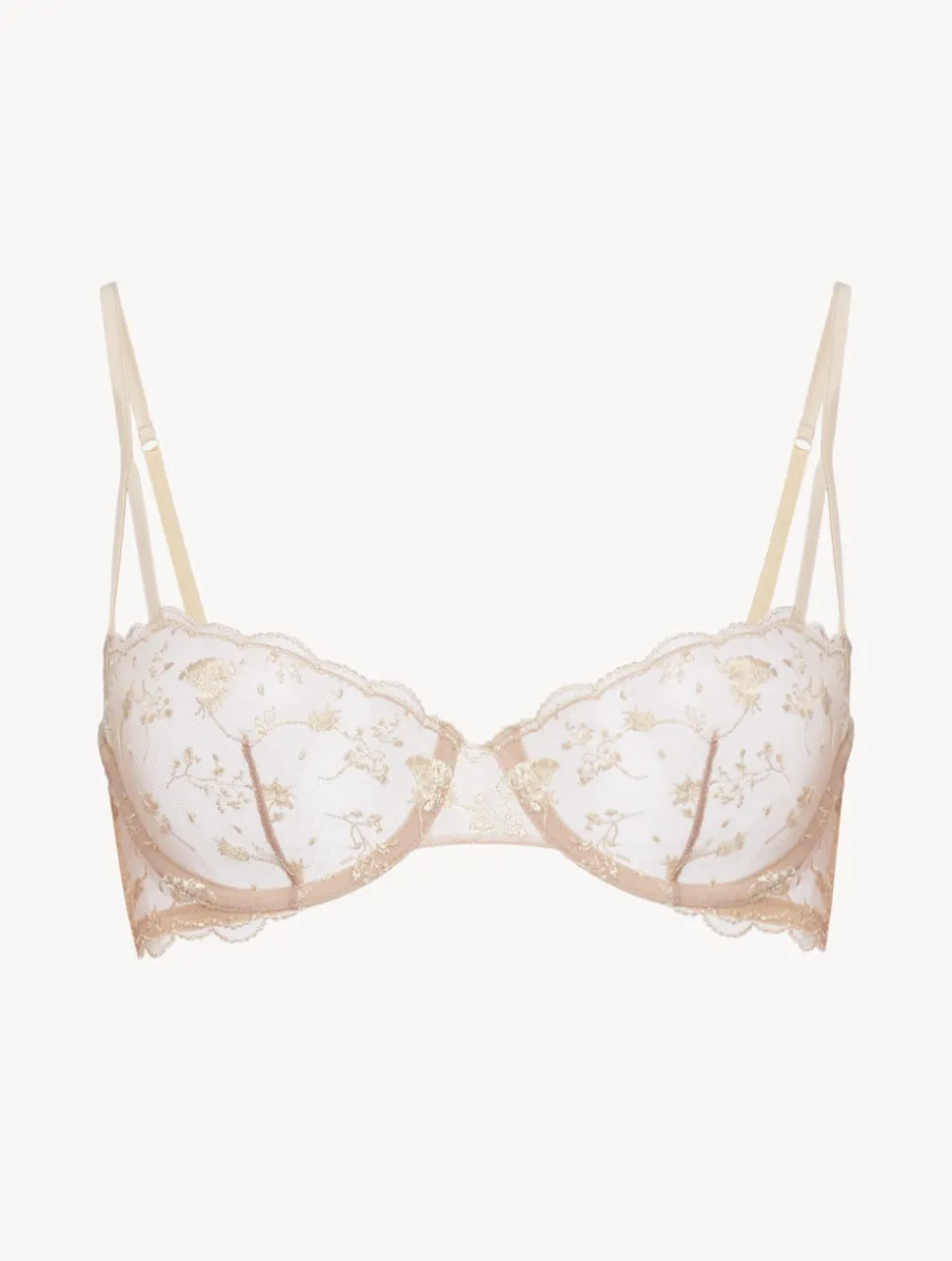 La Perla Balconette Bra In Halo And Ivory Nude With Embroidered Tulle< Balconette|Underwired