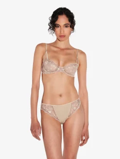 La Perla Balconette Bra In Halo And Ivory Nude With Embroidered Tulle< Balconette|Underwired
