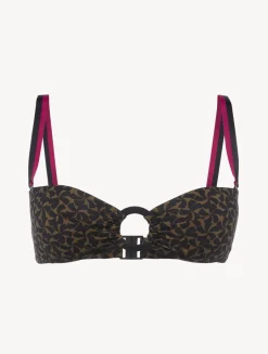 La Perla Bandeau Bikini Top In Dark Green And Black< Bikinis