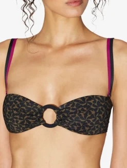 La Perla Bandeau Bikini Top In Dark Green And Black< Bikinis