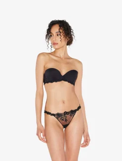 La Perla Bandeau Bra In Lycra With Embroidered Tulle< Bandeau|Padded