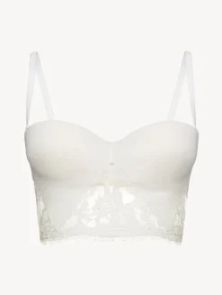La Perla Bandeau Bra In Off With Cotton Leavers Lace< Bandeau|Padded