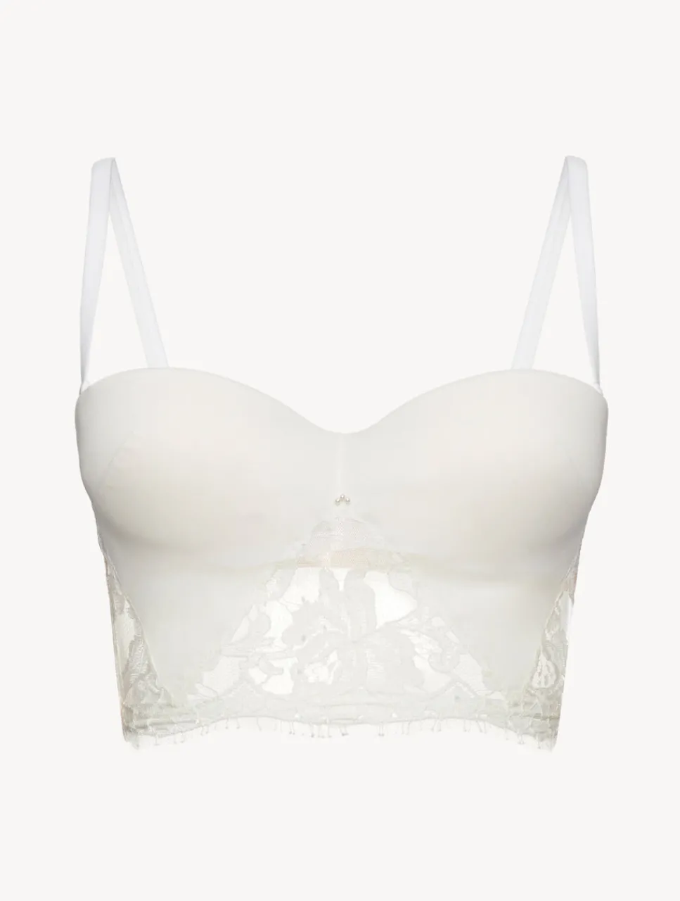 La Perla Bandeau Bra In Off With Cotton Leavers Lace< Bandeau|Padded
