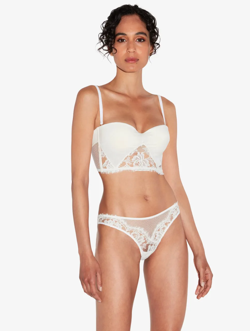 La Perla Bandeau Bra In Off With Cotton Leavers Lace< Bandeau|Padded