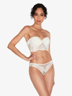 La Perla Bandeau Bra In Off With Cotton Leavers Lace< Bandeau|Padded