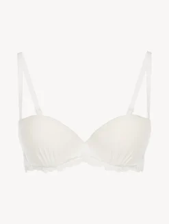 La Perla Bandeau Bra In Off- Lycra With Embroidered Tulle< Bandeau|Padded