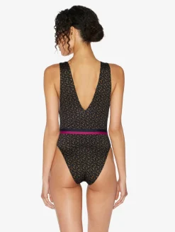 La Perla Belted Swimsuit In Dark Green And Black< One-Piece Bathing Suits