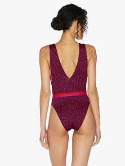 La Perla Belted Swimsuit In Red And Blue< One-Piece Bathing Suits