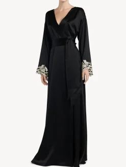 La Perla Long Silk Robe With Frastaglio< Robes|Silk Sleepwear