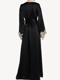 La Perla Long Silk Robe With Frastaglio< Robes|Silk Sleepwear