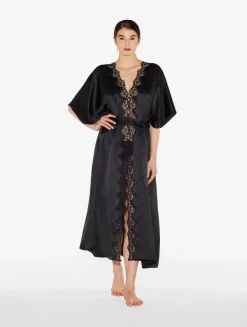 La Perla Long Silk Robe With Macramé< Robes|Silk Sleepwear