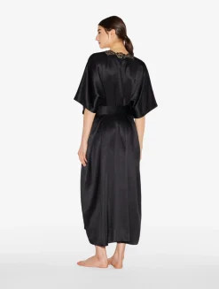 La Perla Long Silk Robe With Macramé< Robes|Silk Sleepwear