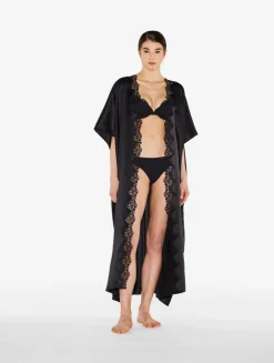 La Perla Long Silk Robe With Macramé< Robes|Silk Sleepwear