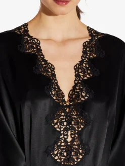 La Perla Long Silk Robe With Macramé< Robes|Silk Sleepwear