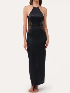 La Perla Silk Halterneck Nightdress With Leavers Lace Trim< Slips & Dresses|Silk Sleepwear