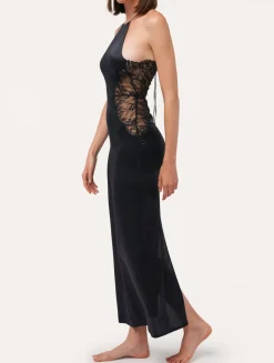 La Perla Silk Halterneck Nightdress With Leavers Lace Trim< Slips & Dresses|Silk Sleepwear