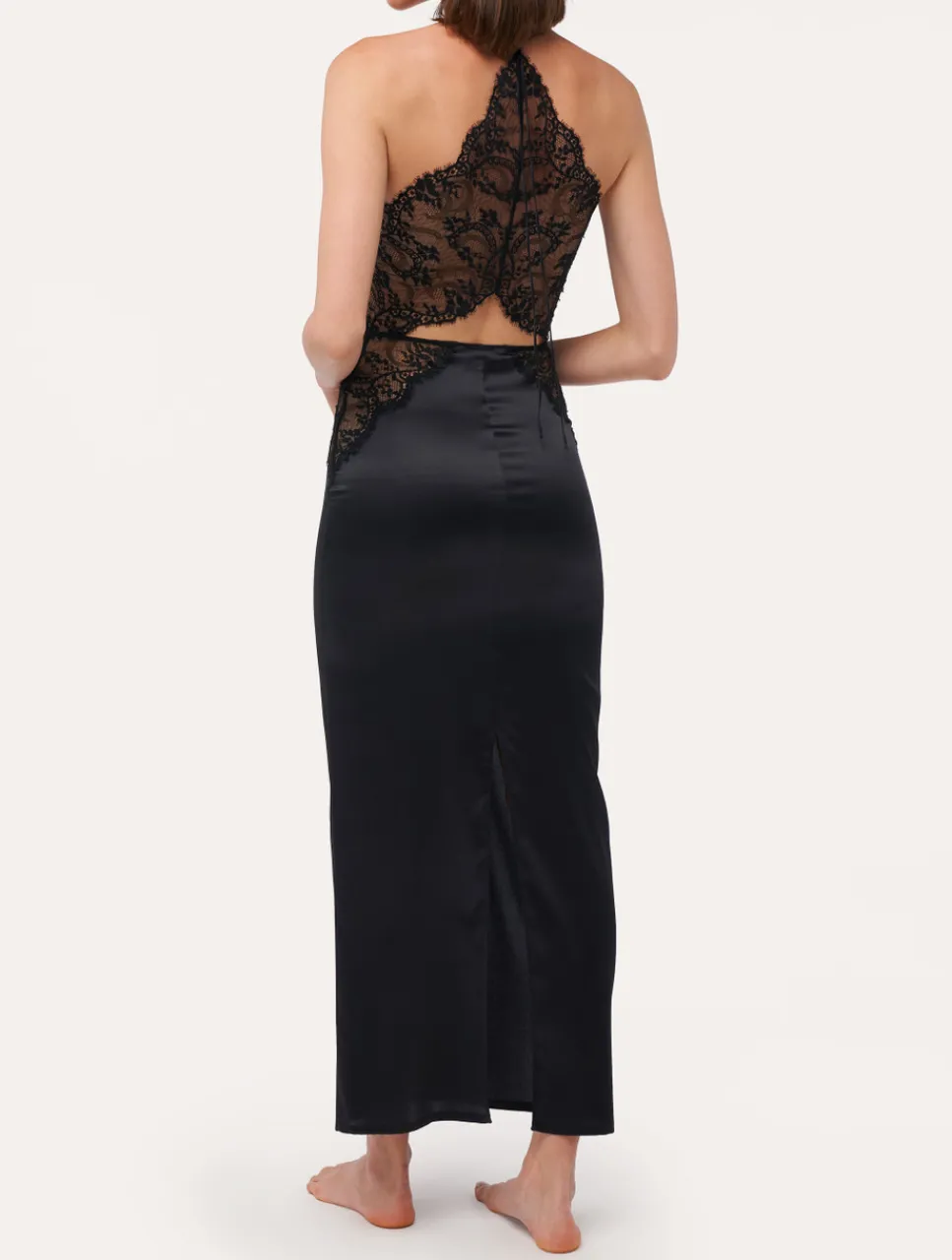La Perla Silk Halterneck Nightdress With Leavers Lace Trim< Slips & Dresses|Silk Sleepwear