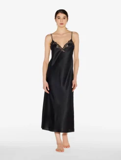 La Perla Silk Long Nightgown With Macramé< Slips & Dresses|Silk Sleepwear