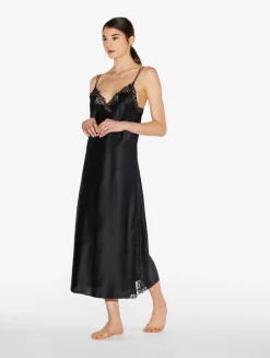 La Perla Silk Long Nightgown With Macramé< Slips & Dresses|Silk Sleepwear