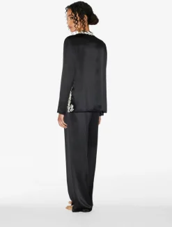 La Perla Silk Long Pajamas With Frastaglio< Pajamas|Silk Sleepwear
