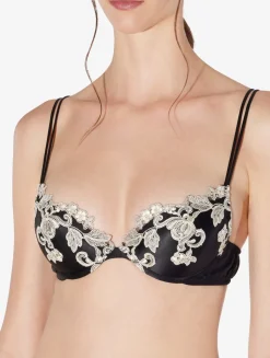 La Perla Silk Push-up Bra With Ivory Frastaglio< Padded|Push-Up