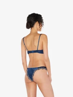 La Perla Blue Silk Brazilian Briefs With Frastaglio< Brazilian