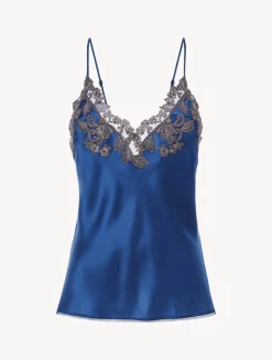 La Perla Blue Silk Camisole With Frastaglio< Camisoles|Pajamas