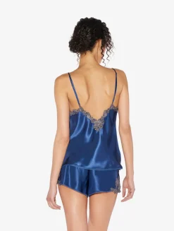 La Perla Blue Silk Camisole With Frastaglio< Camisoles|Pajamas