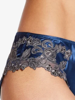 La Perla Blue Silk Medium Briefs With Frastaglio< Mid-Rise