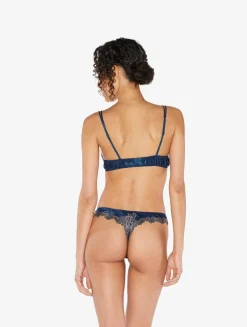 La Perla Blue Silk Push-up Bra With Frastaglio< Padded|Push-Up