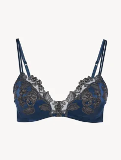La Perla Blue Silk Triangle Bra With Frastaglio< Triangle|Wireless