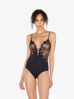 La Perla Bodysuit In Lycra With Embroidered Tulle< Bodysuits & Bustiers|Shapewear