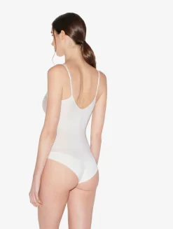 La Perla Bodysuit In Off-white Lycra With Embroidered Tulle< Bodysuits & Bustiers|Shapewear