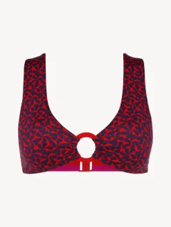 La Perla Bralette Bikini Top In Red And Blue< Bikinis