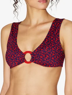 La Perla Bralette Bikini Top In Red And Blue< Bikinis