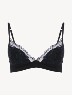 La Perla Bralette In Onyx With Embroidered Tulle< Bralette|Padded