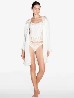 La Perla Brazilian Brief In Off With Cotton Leavers Lace< Brazilian