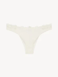 La Perla Brazilian Brief In Off-white Lycra With Macrame< Brazilian