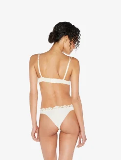 La Perla Brazilian Brief In Off-white Lycra With Macrame< Brazilian