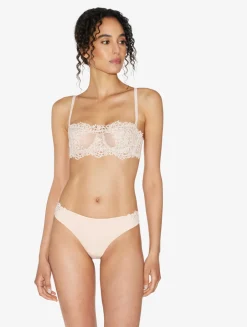 La Perla Brazilian Brief In Rose Beige Lycra With Macrame< Brazilian