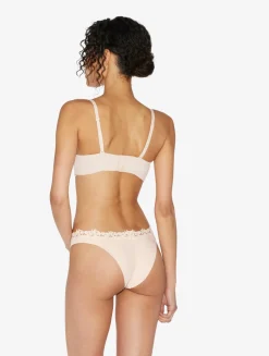 La Perla Brazilian Brief In Rose Beige Lycra With Macrame< Brazilian