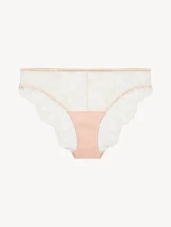 La Perla Brief In Linen And Nude Rose With Leavers Lace< Brazilian
