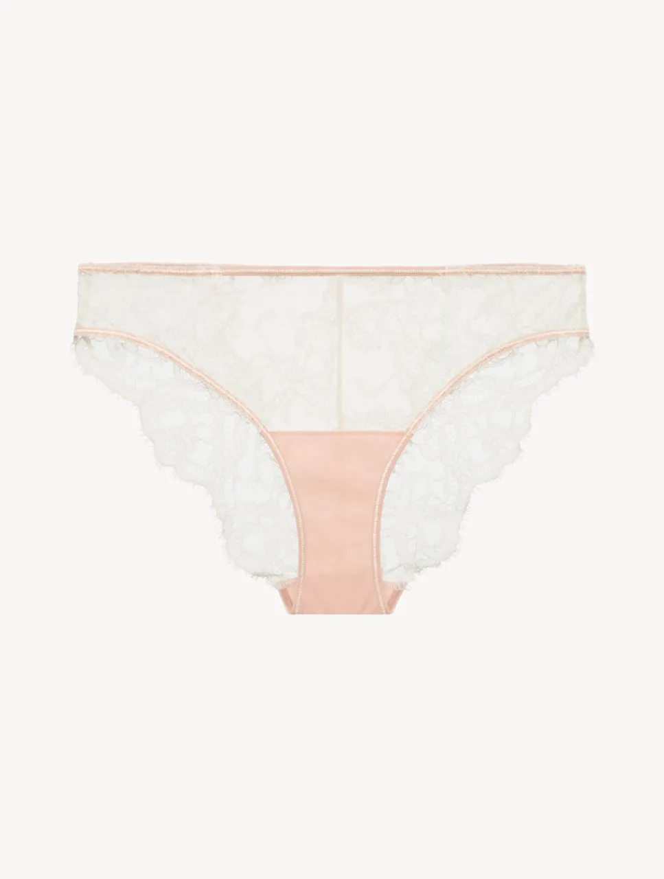 La Perla Brief In Linen And Nude Rose With Leavers Lace< Brazilian