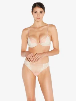 La Perla Brief In Linen And Nude Rose With Leavers Lace< Brazilian