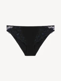 La Perla Briefs In Onyx With Embroidered Tulle< Mid-Rise
